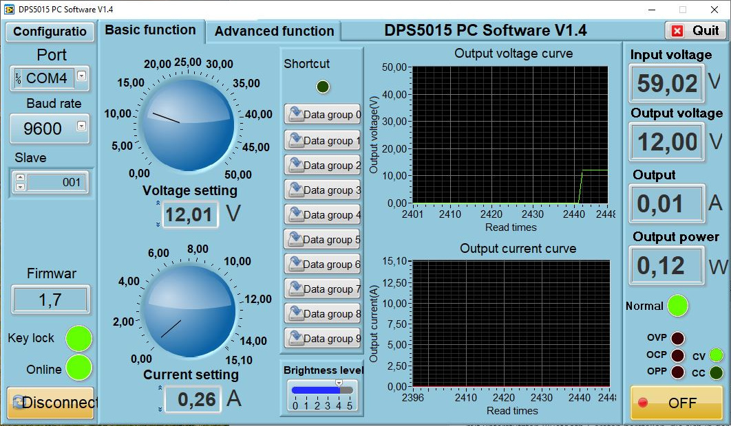 DPS5015 PC Software Basisfunktionen